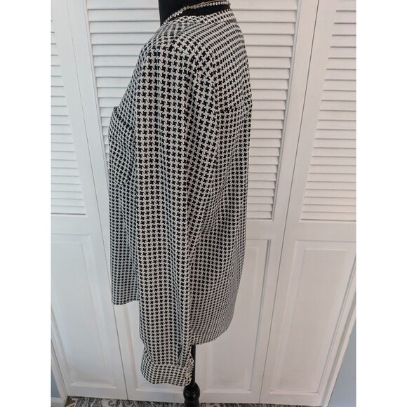 Talbots Shirt Womens M Black White Star Chevron Half Button Top Blouse Corpcore - Picture 8 of 12